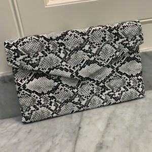 Snake Print Clutch Purse with Removable Chain Strap